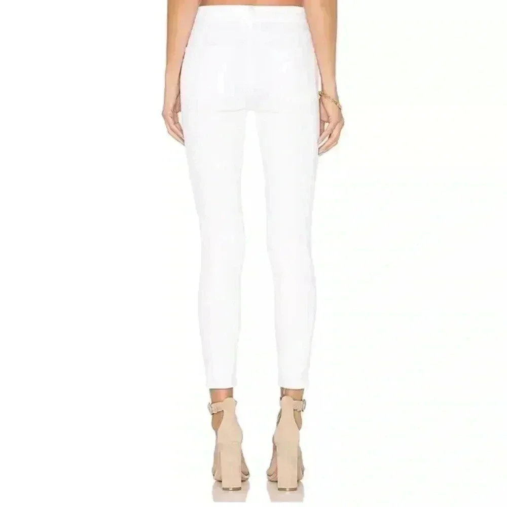 [W28] Free People  OB636273R Busted Knee Skinny High Rise Ankle Jeans White - Picture 2 of 7